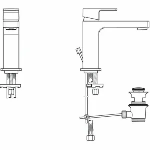 Ideal Standard Waschtischarmatur Edge, Slim, 5 L/min., Mit Ablaufgarnitur Ausld.120mm, Chrom 7