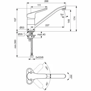 Ideal Standard Küchenarmatur Ceraform, Ausld. 227mm, Chrom 7